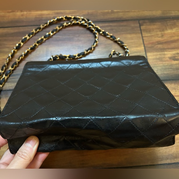 Vintage Chanel Shoulder Envelope Crossbody Bag Matelasse Black Lamb Skin - Picture 6 of 15